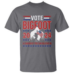 Funny Presidential Election Bigfoot T Shirt Vote Bigfoot A Candidate You Can Believe In 2024 TS11 Charcoal Print Your Wear