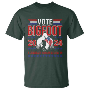 Funny Presidential Election Bigfoot T Shirt Vote Bigfoot A Candidate You Can Believe In 2024 TS11 Dark Forest Green Print Your Wear