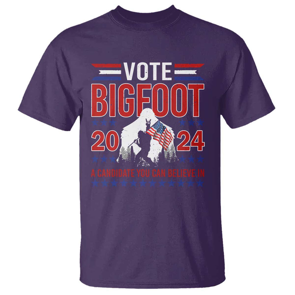 Funny Presidential Election Bigfoot T Shirt Vote Bigfoot A Candidate You Can Believe In 2024 TS11 Purple Print Your Wear