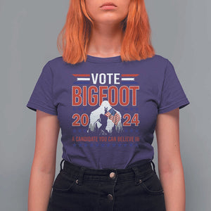 Funny Presidential Election Bigfoot T Shirt For Women Vote Bigfoot A Candidate You Can Believe In 2024 TS11 Purple Print Your Wear