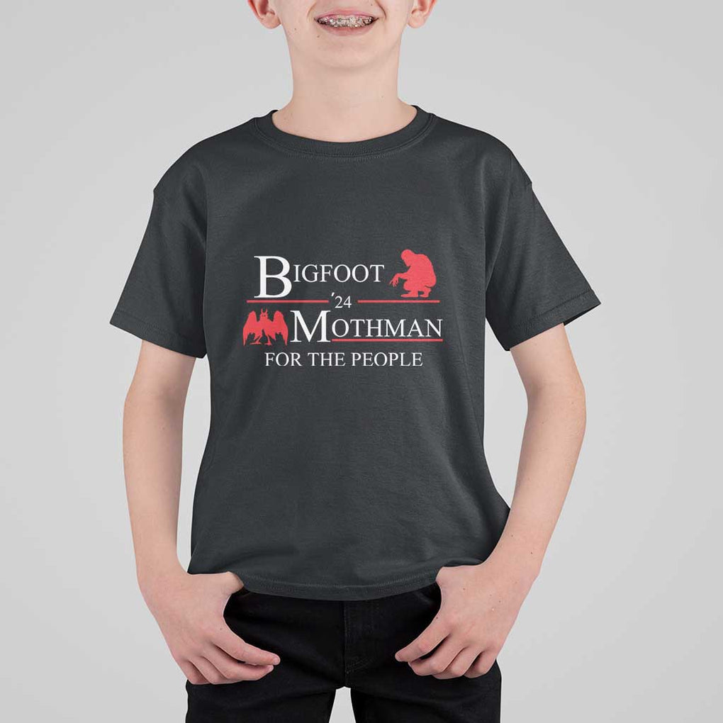 Funny Bigfoot Mothman'24 For The People T Shirt For Kid American Flag President Election TS11 Black Print Your Wear