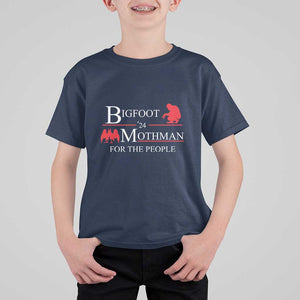 Funny Bigfoot Mothman'24 For The People T Shirt For Kid American Flag President Election TS11 Navy Print Your Wear