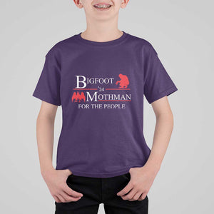 Funny Bigfoot Mothman'24 For The People T Shirt For Kid American Flag President Election TS11 Purple Print Your Wear