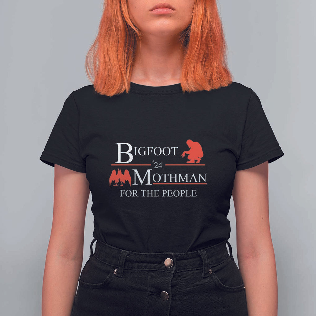 Funny Bigfoot Mothman'24 For The People T Shirt For Women American Flag President Election TS11 Black Print Your Wear
