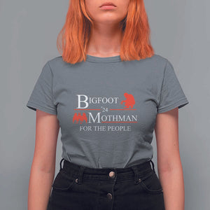 Funny Bigfoot Mothman'24 For The People T Shirt For Women American Flag President Election TS11 Charcoal Print Your Wear