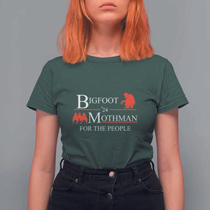 Funny Bigfoot Mothman'24 For The People T Shirt For Women American Flag President Election TS11 Dark Forest Green Print Your Wear