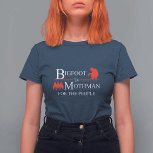 Funny Bigfoot Mothman'24 For The People T Shirt For Women American Flag President Election TS11 Navy Print Your Wear