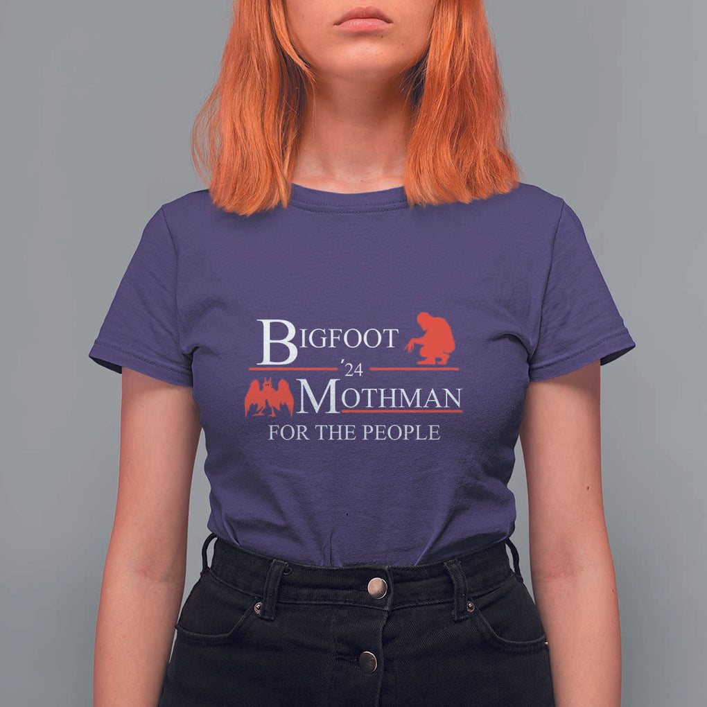 Funny Bigfoot Mothman'24 For The People T Shirt For Women American Flag President Election TS11 Purple Print Your Wear
