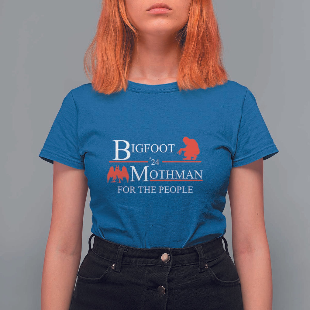 Funny Bigfoot Mothman'24 For The People T Shirt For Women American Flag President Election TS11 Royal Blue Print Your Wear