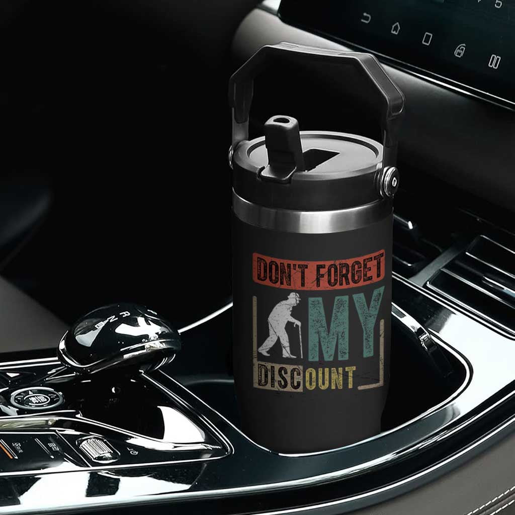 Funny Dont Forget My Discount Flip Straw Tumbler Old People Gag Retro Sunset TS11 Print Your Wear
