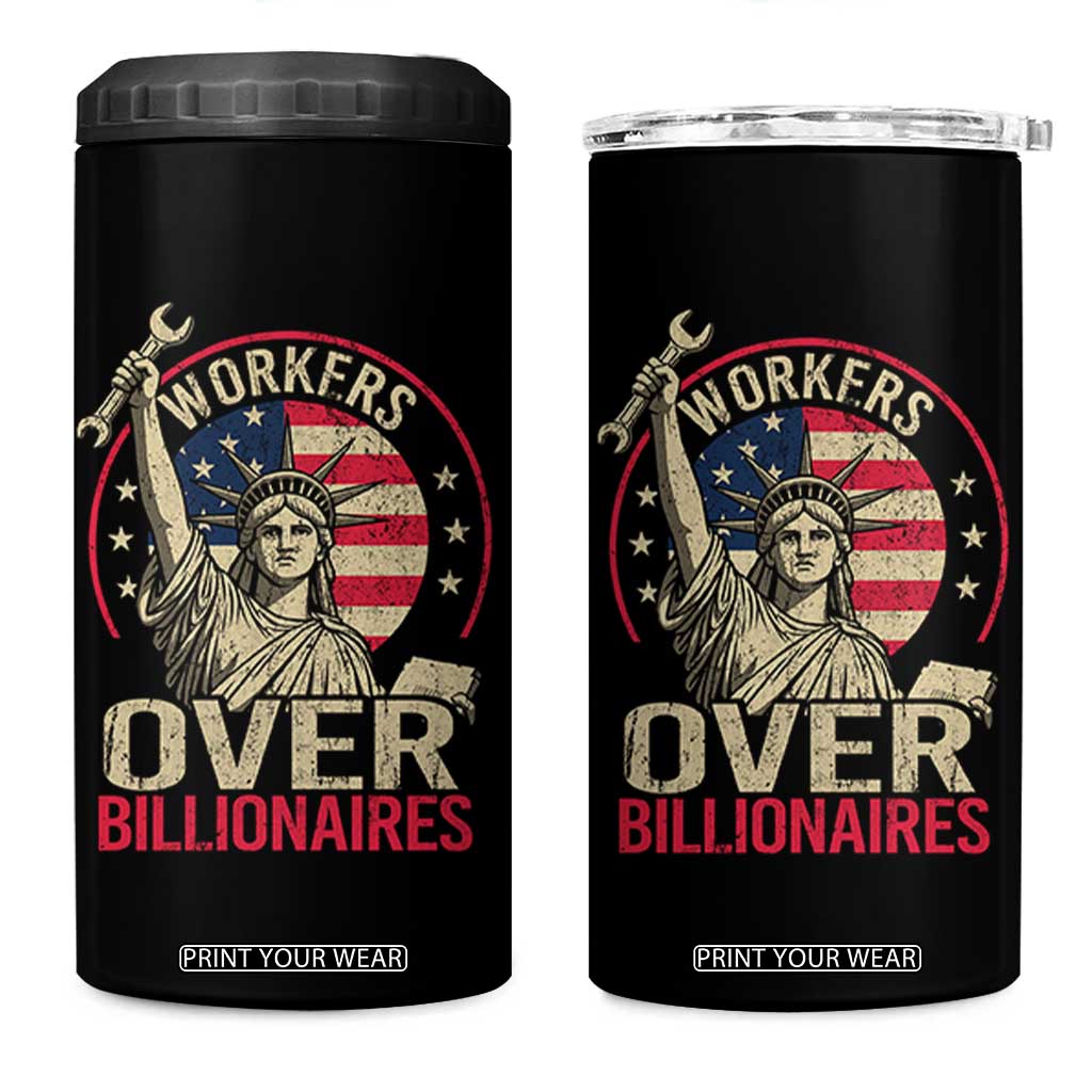 Workers Over Billionaires 4 in 1 Can Cooler Tumbler Social Justice Statue Of Liberty TS11 One Size: 16 oz Black Print Your Wear