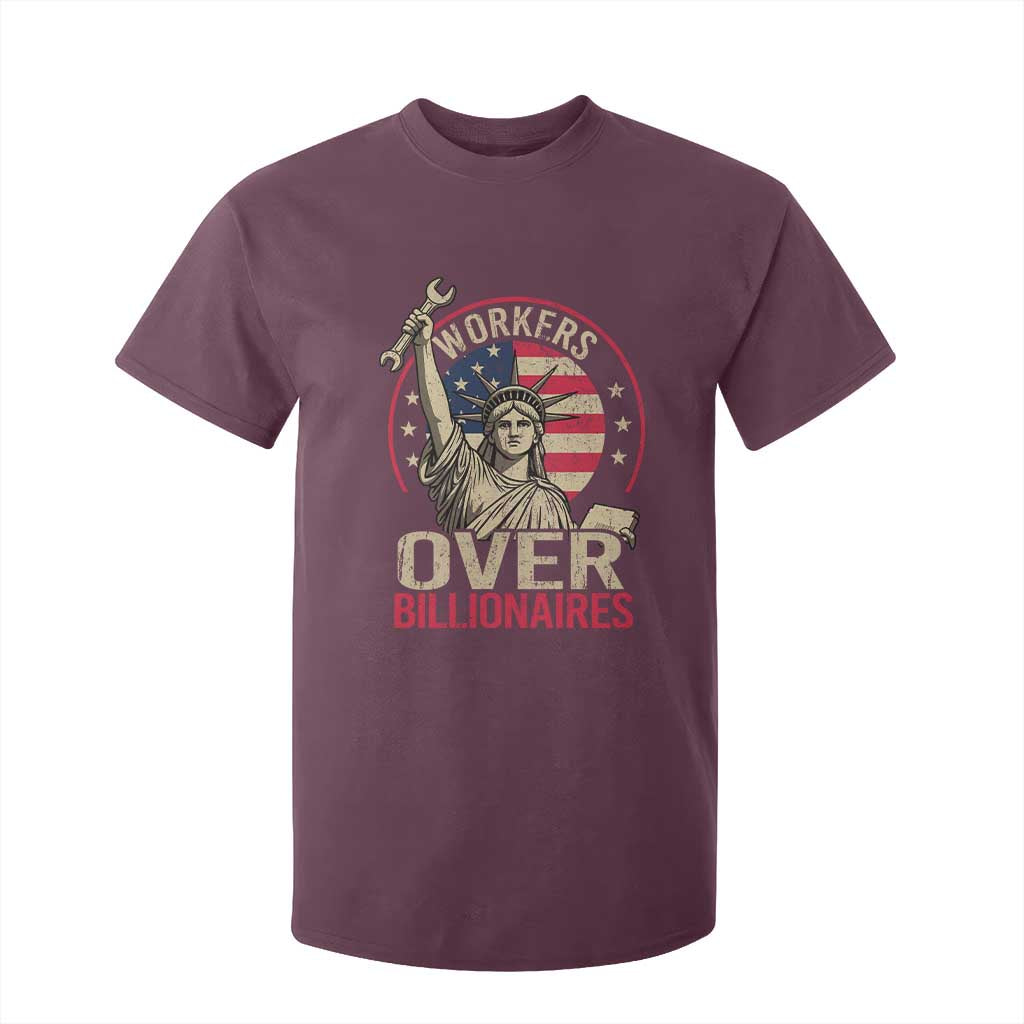 Workers Over Billionaires T Shirt For Kid Social Justice Statue Of Liberty TS11 Maroon Print Your Wear