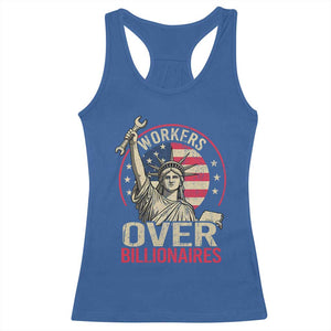 Workers Over Billionaires Racerback Tank Top Social Justice Statue Of Liberty TS11 Royal Blue Print Your Wear