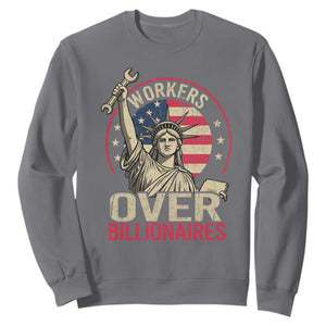 Workers Over Billionaires Sweatshirt Social Justice Statue Of Liberty TS11 Charcoal Print Your Wear