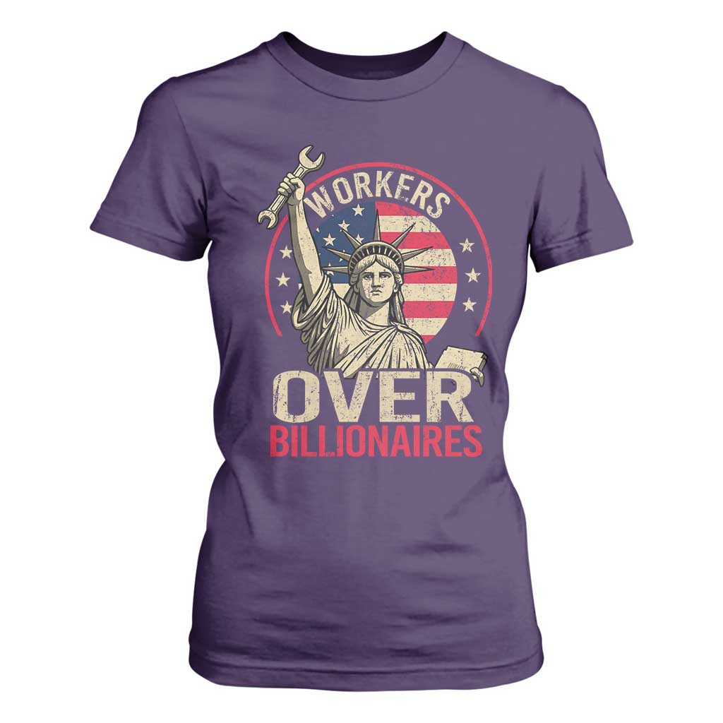 Workers Over Billionaires T Shirt For Women Social Justice Statue Of Liberty TS11 Purple Print Your Wear
