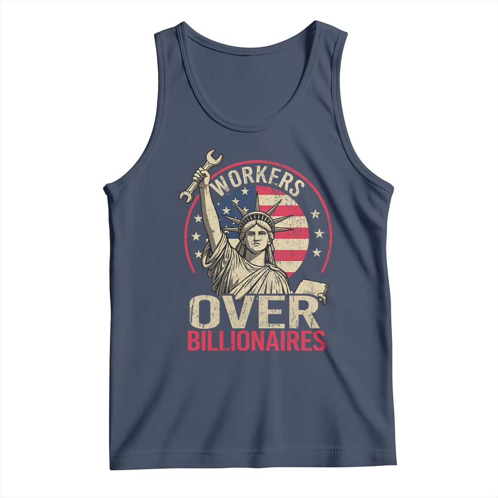 Workers Over Billionaires Tank Top Social Justice Statue Of Liberty TS11 Navy Print Your Wear