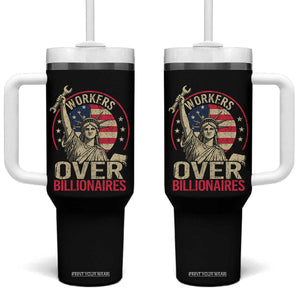 Workers Over Billionaires Tumbler With Handle Social Justice Statue Of Liberty TS11 One Size: 40 oz Black Print Your Wear