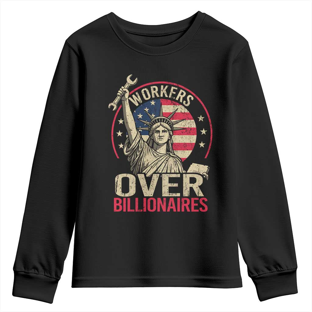Workers Over Billionaires Youth Sweatshirt Social Justice Statue Of Liberty TS11 Black Print Your Wear