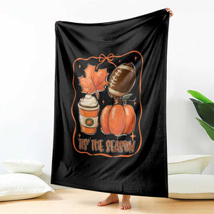 Tis The Season Fall Thanksgiving Throw Blanket Retro Coquette Bow American Football Pumpkin TS11 Print Your Wear