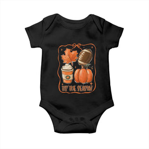 Tis The Season Fall Thanksgiving Baby Onesie Retro Coquette Bow American Football Pumpkin TS11 Black Print Your Wear