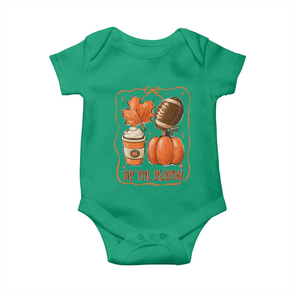 Tis The Season Fall Thanksgiving Baby Onesie Retro Coquette Bow American Football Pumpkin TS11 Irish Green Print Your Wear
