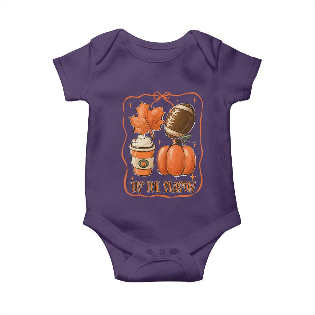 Tis The Season Fall Thanksgiving Baby Onesie Retro Coquette Bow American Football Pumpkin TS11 Purple Print Your Wear
