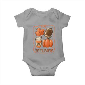 Tis The Season Fall Thanksgiving Baby Onesie Retro Coquette Bow American Football Pumpkin TS11 Sport Gray Print Your Wear