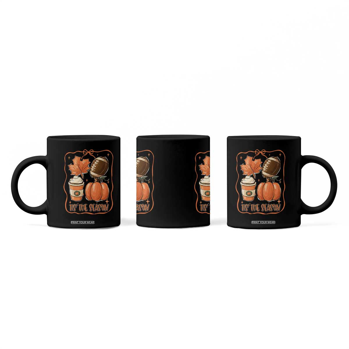 Tis The Season Fall Thanksgiving Coffee Mug Retro Coquette Bow American Football Pumpkin TS11 Print Your Wear