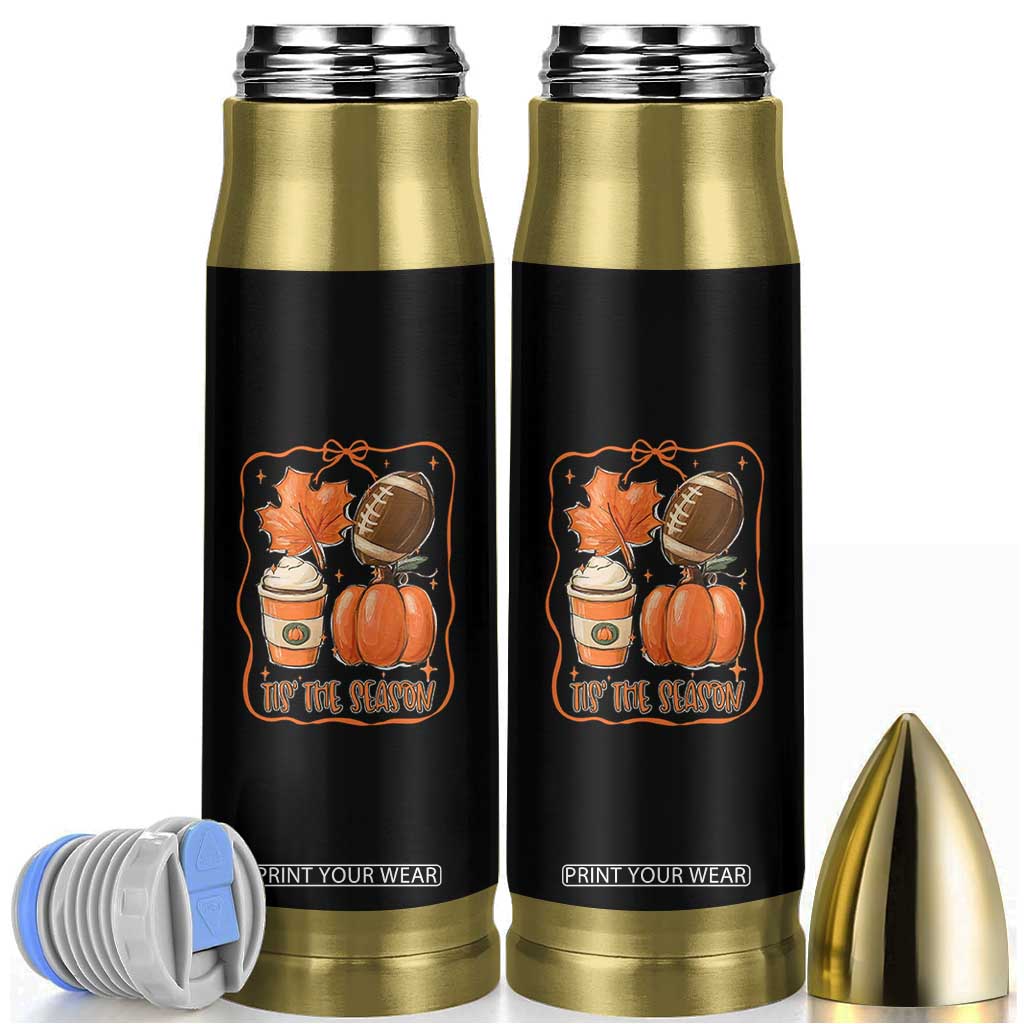 Tis The Season Fall Thanksgiving Bullet Tumbler Retro Coquette Bow American Football Pumpkin TS11 Black Print Your Wear