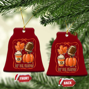 Tis The Season Fall Thanksgiving Ceramic Ornament Retro Coquette Bow American Football Pumpkin TS11 Print Your Wear