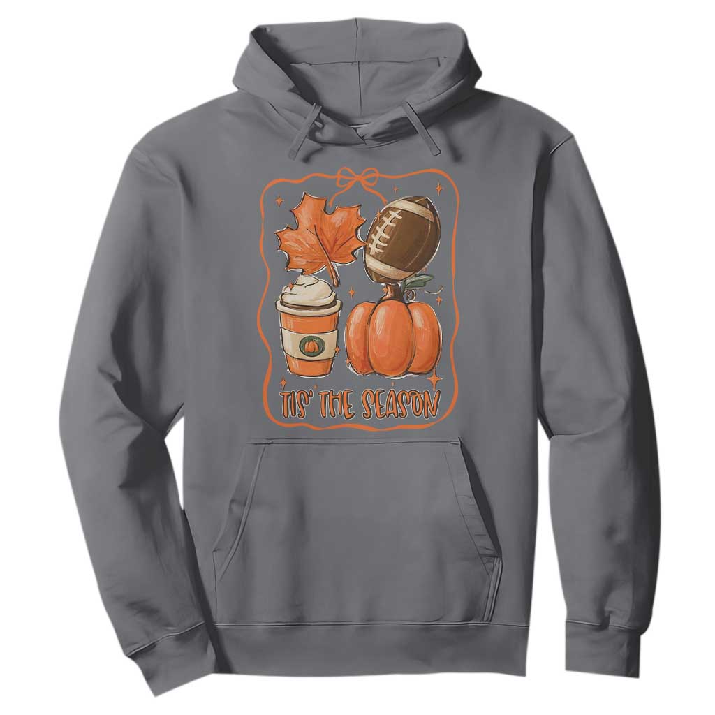 Tis The Season Fall Thanksgiving Hoodie Retro Coquette Bow American Football Pumpkin TS11 Charcoal Print Your Wear