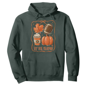 Tis The Season Fall Thanksgiving Hoodie Retro Coquette Bow American Football Pumpkin TS11 Dark Forest Green Print Your Wear