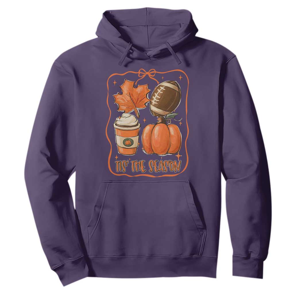 Tis The Season Fall Thanksgiving Hoodie Retro Coquette Bow American Football Pumpkin TS11 Purple Print Your Wear