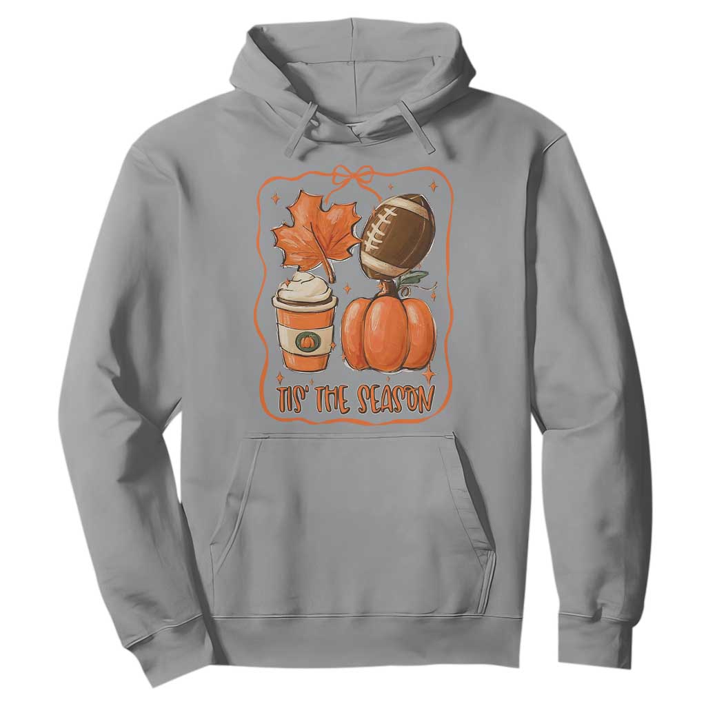 Tis The Season Fall Thanksgiving Hoodie Retro Coquette Bow American Football Pumpkin TS11 Sport Gray Print Your Wear
