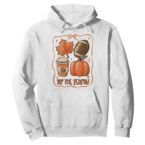Tis The Season Fall Thanksgiving Hoodie Retro Coquette Bow American Football Pumpkin TS11 White Print Your Wear