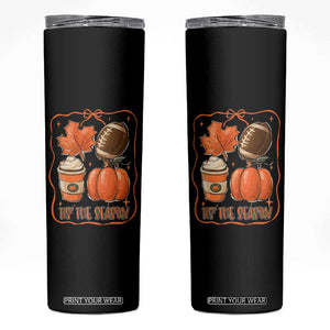 Tis The Season Fall Thanksgiving Skinny Tumbler Retro Coquette Bow American Football Pumpkin TS11 Black Print Your Wear