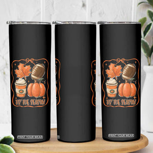 Tis The Season Fall Thanksgiving Skinny Tumbler Retro Coquette Bow American Football Pumpkin TS11 Print Your Wear