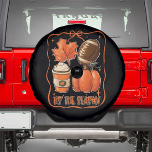 Tis The Season Fall Thanksgiving Spare Tire Cover Retro Coquette Bow American Football Pumpkin TS11 Black Print Your Wear