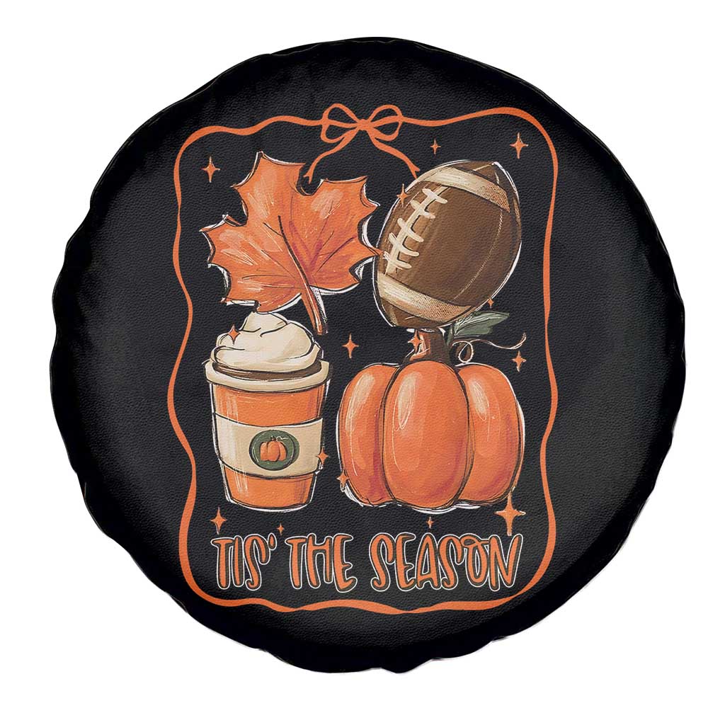 Tis The Season Fall Thanksgiving Spare Tire Cover Retro Coquette Bow American Football Pumpkin TS11 Print Your Wear