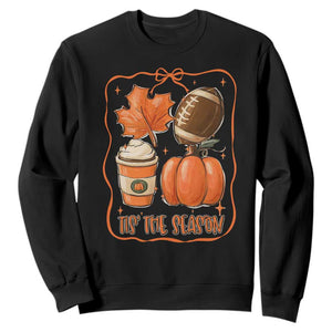 Tis The Season Fall Thanksgiving Sweatshirt Retro Coquette Bow American Football Pumpkin TS11 Black Print Your Wear