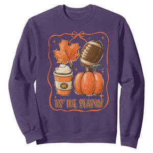 Tis The Season Fall Thanksgiving Sweatshirt Retro Coquette Bow American Football Pumpkin TS11 Purple Print Your Wear