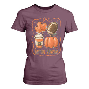Tis The Season Fall Thanksgiving T Shirt For Women Retro Coquette Bow American Football Pumpkin TS11 Maroon Print Your Wear