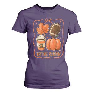 Tis The Season Fall Thanksgiving T Shirt For Women Retro Coquette Bow American Football Pumpkin TS11 Purple Print Your Wear