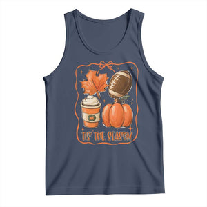 Tis The Season Fall Thanksgiving Tank Top Retro Coquette Bow American Football Pumpkin TS11 Navy Print Your Wear