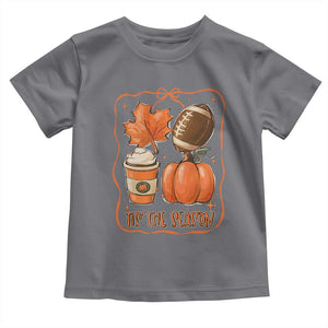 Tis The Season Fall Thanksgiving Toddler T Shirt Retro Coquette Bow American Football Pumpkin TS11 Charcoal Print Your Wear