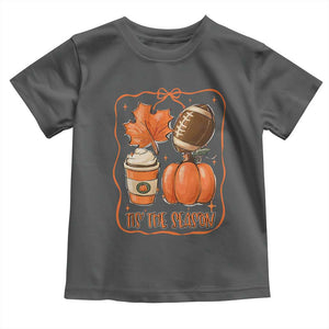 Tis The Season Fall Thanksgiving Toddler T Shirt Retro Coquette Bow American Football Pumpkin TS11 Dark Heather Print Your Wear