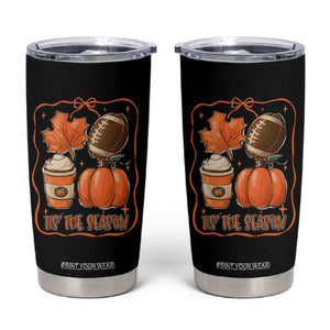 Tis The Season Fall Thanksgiving Tumbler Cup Retro Coquette Bow American Football Pumpkin TS11 Black Print Your Wear
