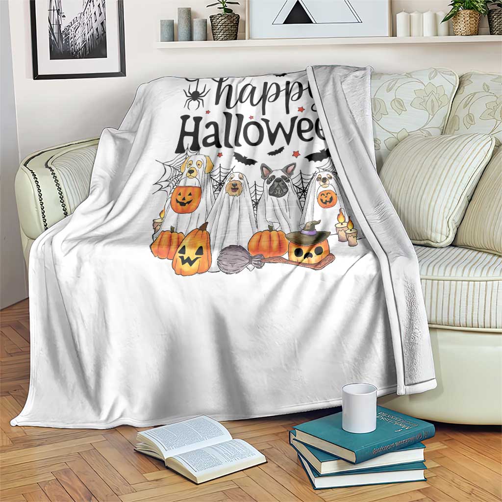 Happy Halloween Dog Ghost Spooky Season Throw Blanket TS11 Print Your Wear