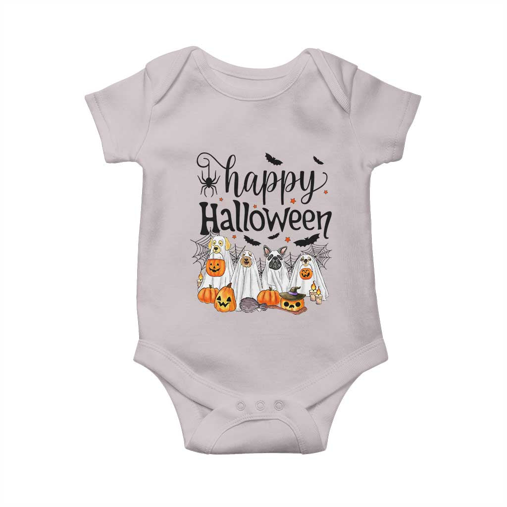 Happy Halloween Dog Ghost Spooky Season Baby Onesie TS11 Ice Gray Print Your Wear