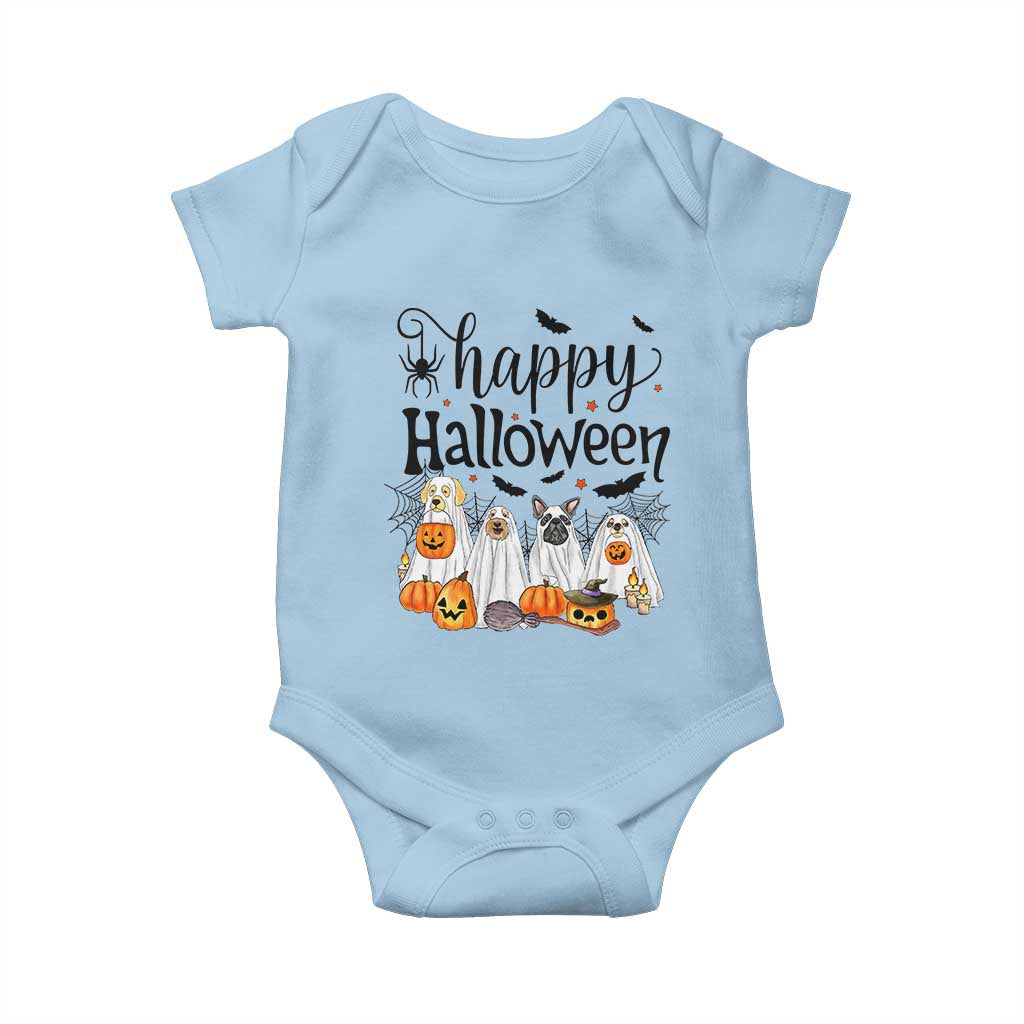 Happy Halloween Dog Ghost Spooky Season Baby Onesie TS11 Light Blue Print Your Wear